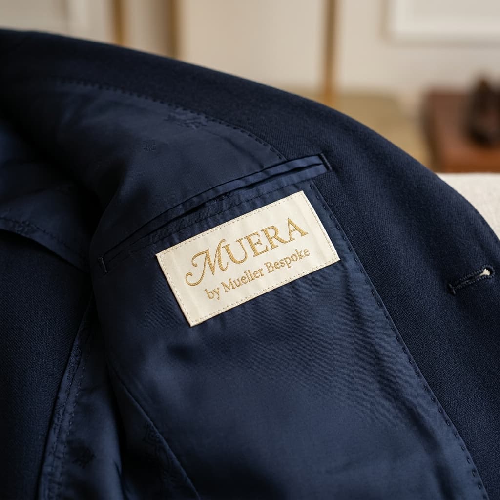 MUERA von Mueller Bespoke — Innenetikett des Anzugs
